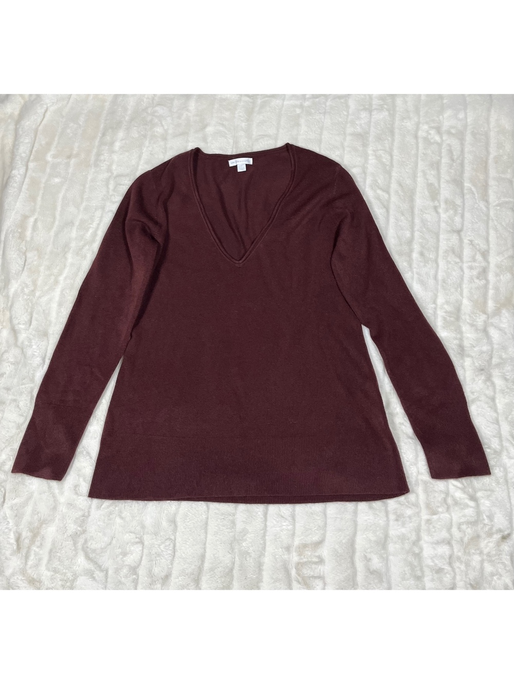 NY &Co Women's L Maroon Soft Acrylic Fall Winter Preppy Work Office Sweater